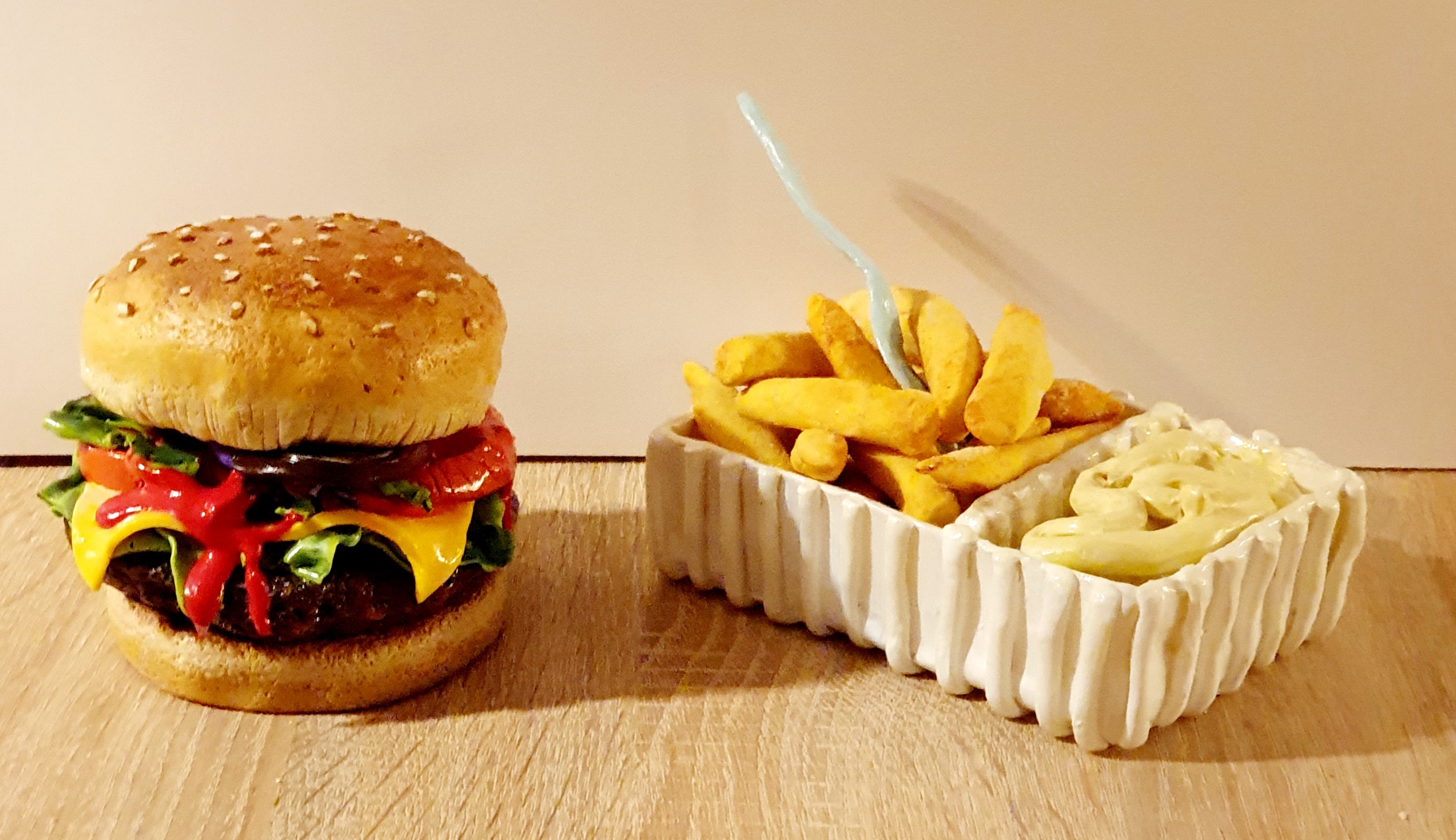 Hamburger and fries